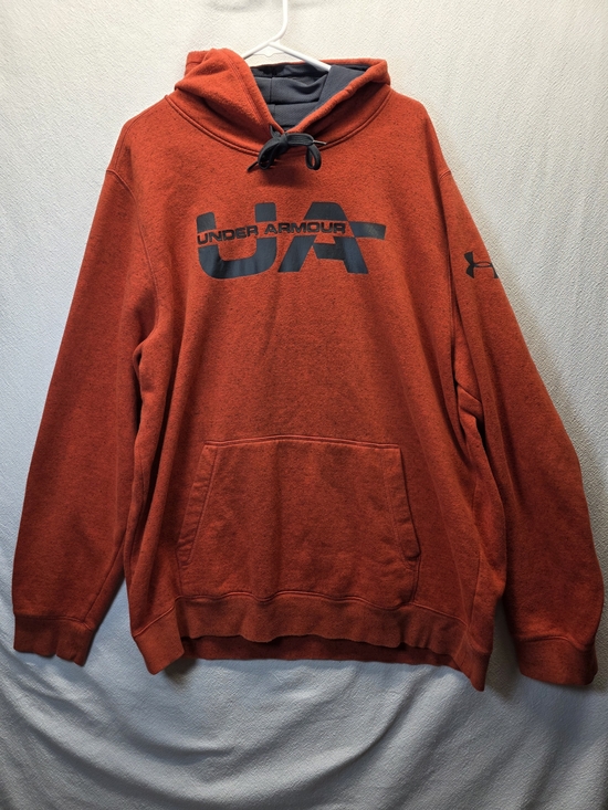 Under Armour Other - Under Armour Men's Orange UA Logo Hoodie Kangaroo Front Pocket Size XXL